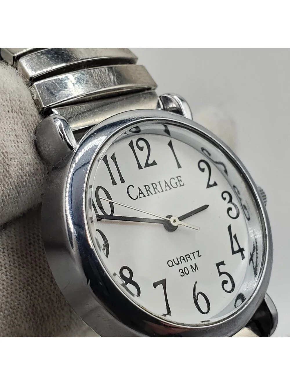 Timex Carriage Womens Watch 29mm Silver Tone Stretch Band New Battery